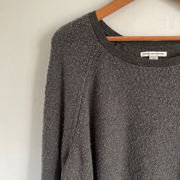 American Eagle Boucle Balloon Sleeve Sweater Size XL Gray - Picture 5 of 9